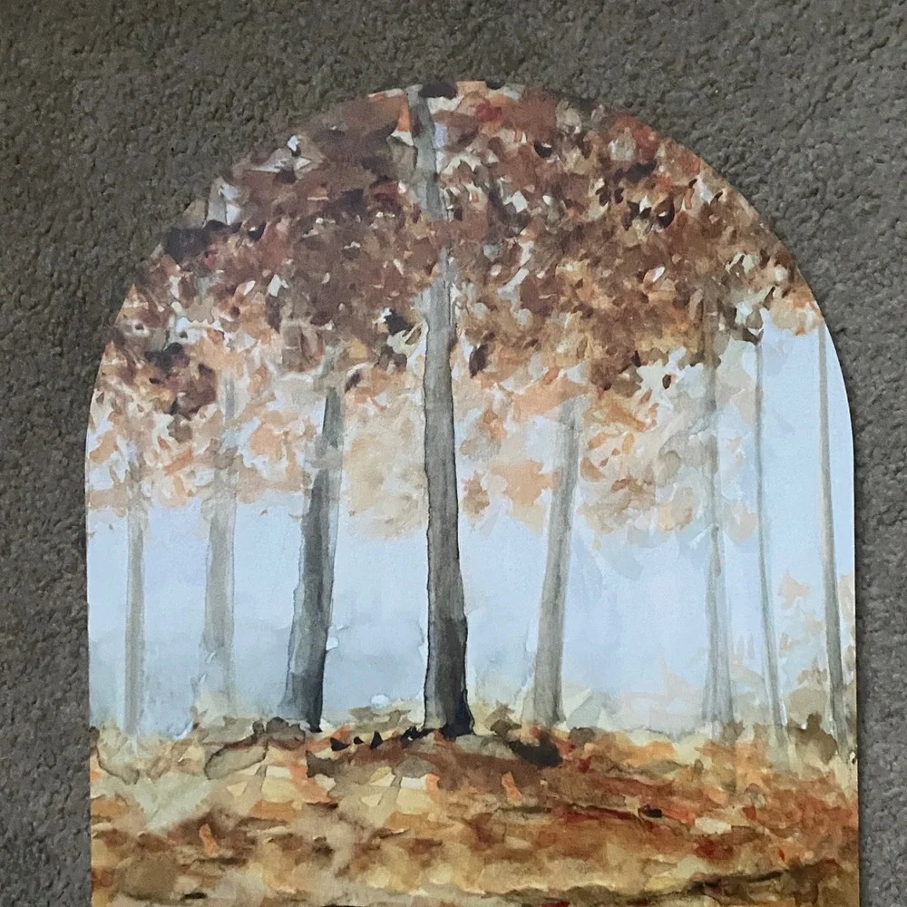 Autumn Forest Arch Wall Art - Neutral Brown & Cream Canvas
